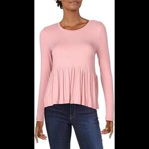 Hooked Up by IOT Womens Juniors Peplum Ribbed Top Pink Size M